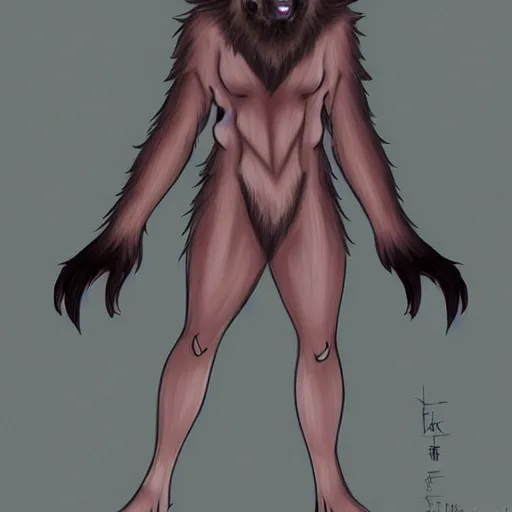 Prompt: a werewolf, fursona!!!!, by kawacy, trending on artstation, full body