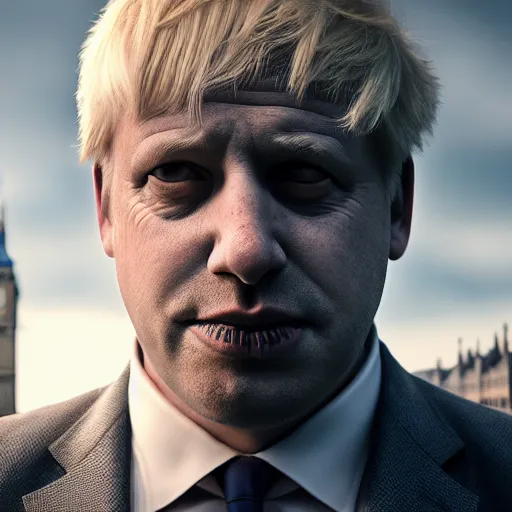 Image similar to Boris Johnson with Travis barkers body, realistic artstyle, wide shot, dramatic lighting, octane render, hyperrealistic, high quality, highly detailed, HD, beautiful, cinematic, 8k, unreal engine, facial accuracy, symmetrical