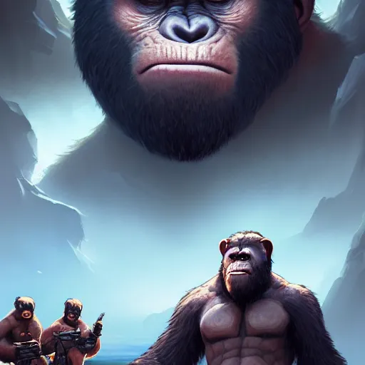 Prompt: hero world war for the planet of the apes, behance hd by jesper ejsing, by rhads, makoto shinkai and lois van baarle, ilya kuvshinov, rossdraws global illumination