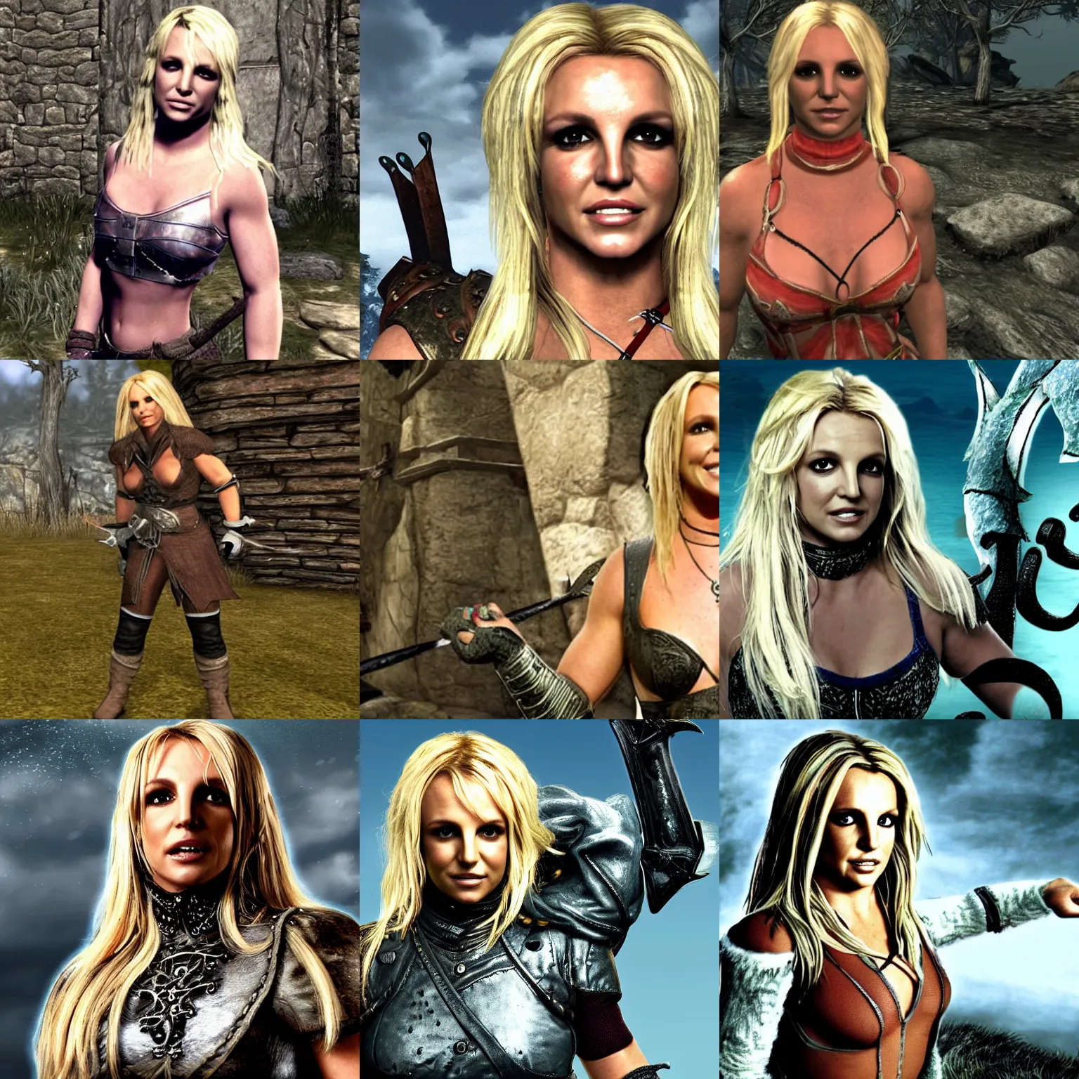 Prompt: britney spears as a character in skyrim