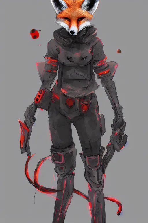 Image similar to a fox fursona, trending on artstation, by kawacy, furry art, digital art, cyberpunk, high quality