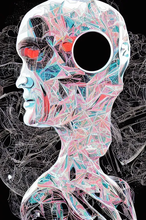 Prompt: a brain in the tv static, black and white illusion, tristan eaton, victo ngai, artgerm, rhads, ross draws