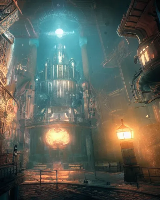 Prompt: the most amazing dream you ever had about bioshock, hyper realistic, ambient lighting, concept art, intricate, hyper detailed, smooth, volumetric lighting, octane