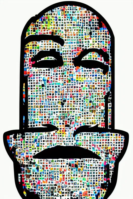 Image similar to sticker art, cronobreaker moai statue popart slap face caricature comic book illustration cartoon graffity street digital