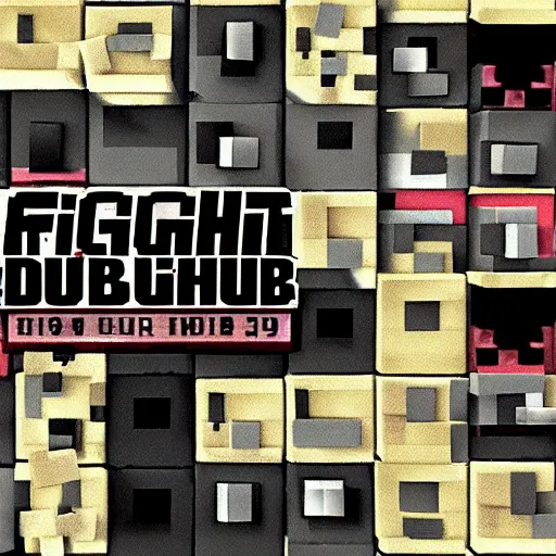 Prompt: Fight Club (1999) poster recreated in Minecraft