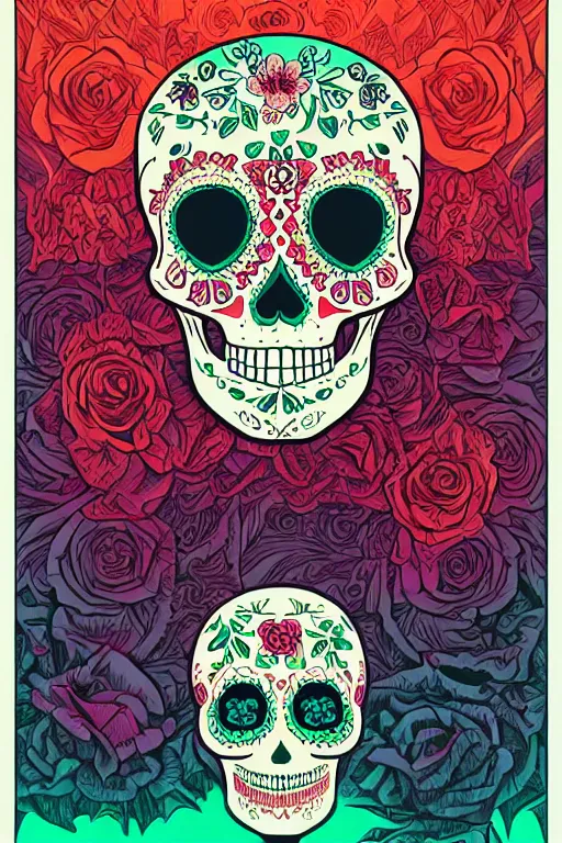 Image similar to Illustration of a sugar skull day of the dead girl, art by kilian eng