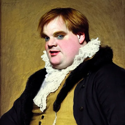 Image similar to chris farley as an 1 8 th century nobleman, painted by john everett millais