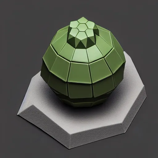 Image similar to isometric 3 d hand grenade, low poly, soft render, handpaint texture, blender, 3 dcoat