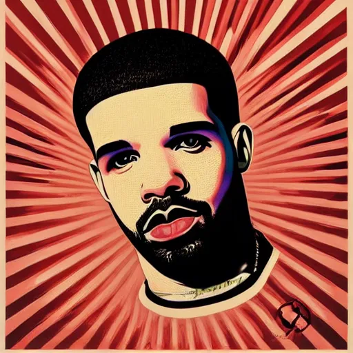 Image similar to Portrait of drake by Shepard Fairey