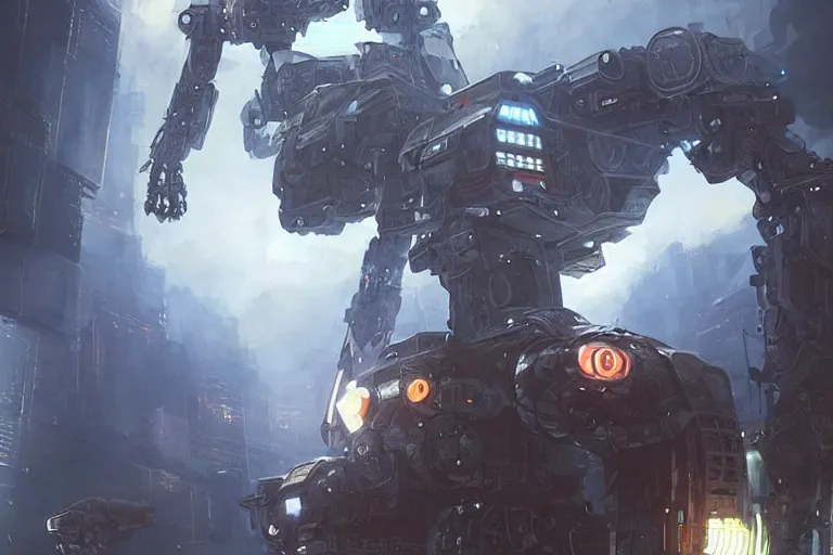 Image similar to A pilot looking up at a gigantic mecha, made of high tech materials, metal parts, hydraulics, glowing leds, japanese decals, cinematic rendering by Greg Rutkowski, Organic Painting, Matte Painting, geometric shapes, hard edges, street art, concept art, trending on the artstation