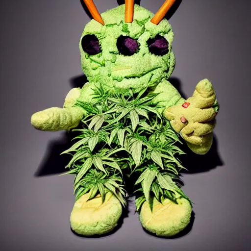 Image similar to cookie monsta plush made of weed trichomes bud photography portrait stylised jonathan zawada lit from multiple angles soft