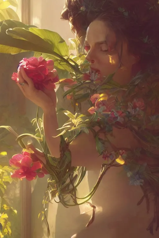 Prompt: ultra realistic illustration, banana plants drawing and flowers, elegant, highly detailed, digital painting, concept art, smooth, sharp focus, illustration, art by greg rutkowski mucha