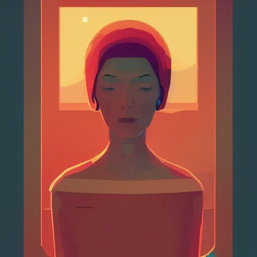 Prompt: a women thinking, brain, james gilleard, moebius, print, game art, concept art