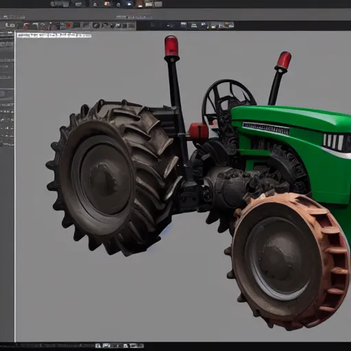 Image similar to kitbashing component of tractor, hard surface, hard surface, detailed, symmetric, unreal engine