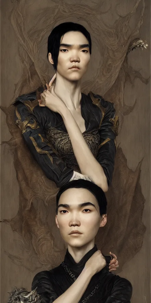 Prompt: tao okamoto, fame of thrones masterpiece by edgar maxence and ross tran and michael whelan, gustav dore, 8 k, octane render