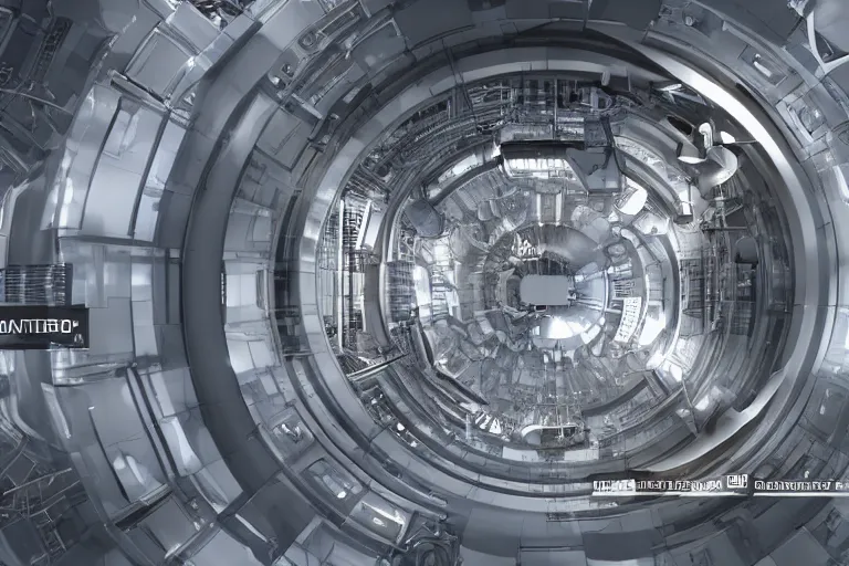 Image similar to hadron antimatter vacuum reactor. cern accelerator. high tech space age antimatter nacelle. photorealistic. 4 k. god rays. highly detailed. vray rendering. unreal engine.