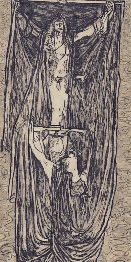 Prompt: the 7 of cups tarot card by Austin osman spare