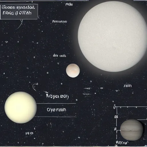 Image similar to gray planet in space orbited by hundreds of moons, bohr model, orbiting, moons