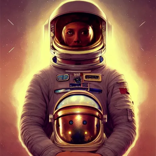 Image similar to portrait of an astronaut with a broken helmet, intricate, headshot, highly detailed, digital painting, artstation, concept art, sharp focus, cinematic lighting, illustration, art by artgerm and greg rutkowski, alphonse mucha, cgsociety