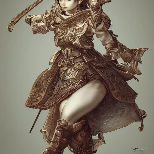 Image similar to studio portrait of neutral good female cleric bard as absurdly beautiful, gorgeous, elegant, sophisticated gravure idol, an ultrafine hyperdetailed illustration by kim jung gi, irakli nadar, intricate linework, sharp focus, bright colors, octopath traveler, final fantasy, unreal engine 5 highly rendered, global illumination, radiant light, detailed and intricate environment
