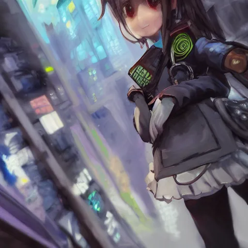 Image similar to dynamic composition, motion, ultra-detailed, incredibly detailed, a lot of details, amazing fine details and brush strokes, colorful and grayish palette, smooth, HD semirealistic anime CG concept art digital painting, watercolor oil painting of Clean and detailed post-cyberpunk sci-fi close-up schoolgirl in asian city in style of cytus and deemo, blue flame, relaxing, calm and mysterious vibes,, by a Chinese artist at ArtStation, by Huang Guangjian, Fenghua Zhong, Ruan Jia, Xin Jin and Wei Chang. Realistic artwork of a Chinese videogame, gradients, gentle an harmonic grayish colors. set in half-life 2, Matrix, GITS, Blade Runner, Neotokyo Source, Syndicate(2012), dynamic composition, beautiful with eerie vibes, very inspirational, very stylish, with gradients, surrealistic, dystopia, postapocalyptic vibes, depth of field, mist, rich cinematic atmosphere, perfect digital art, mystical journey in strange world