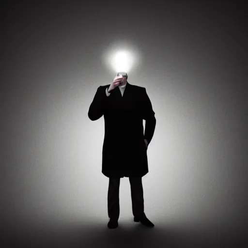 Image similar to man with a lightbulb for a head, volumetric lighting