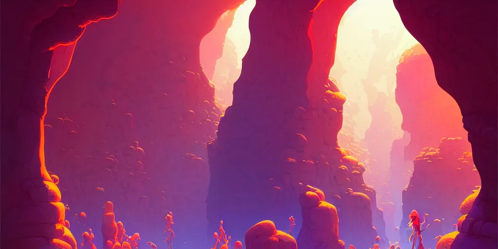 Image similar to deep natural cave wall, dynamic light, global illumination, illustration by josan gonzales and moebius, rhads, clean thick line, comics style,