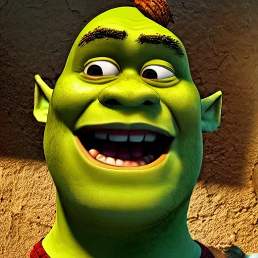 Image similar to Shrek in The Walking Dead 4K quality photorealism