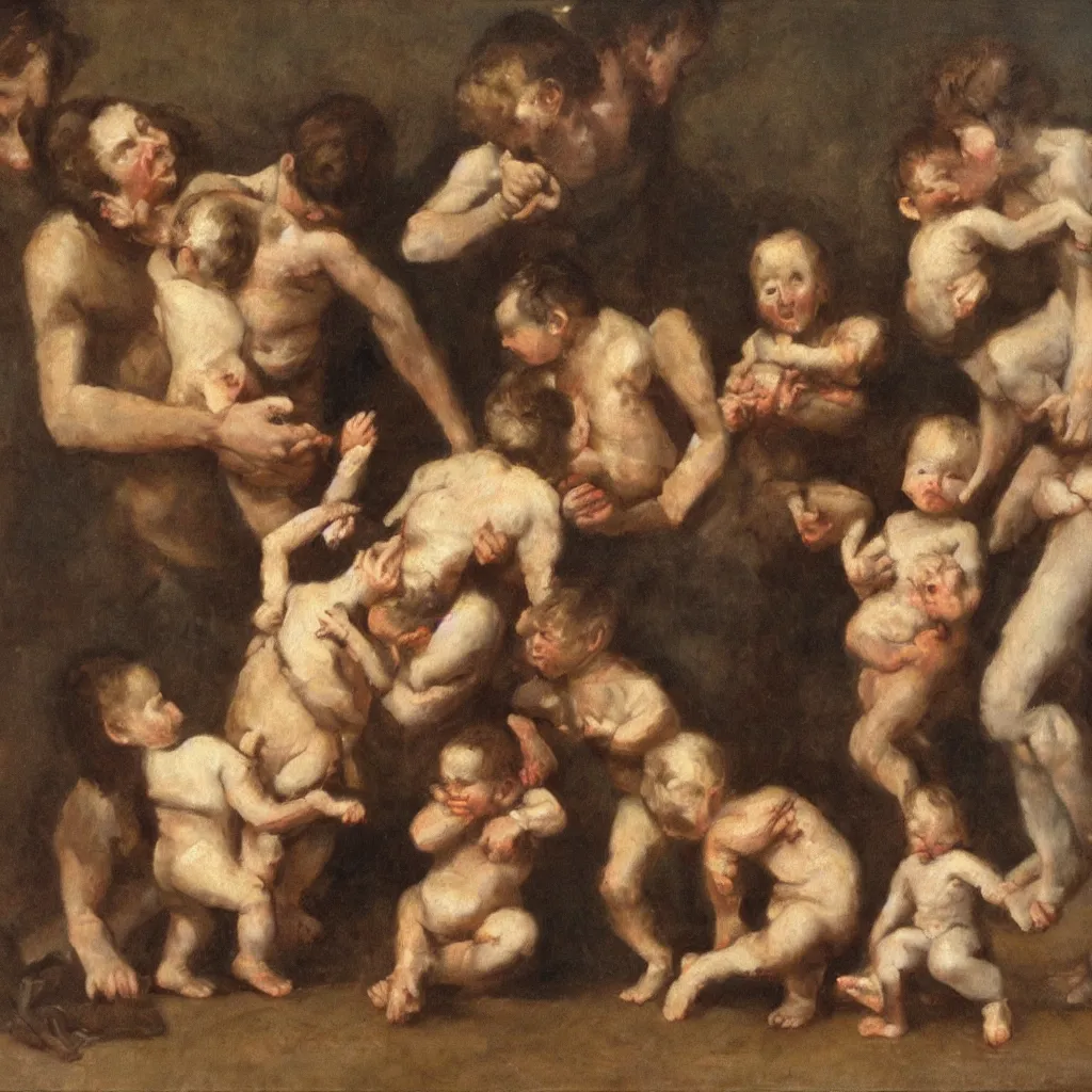 Image similar to the limbo of infants, oil painting