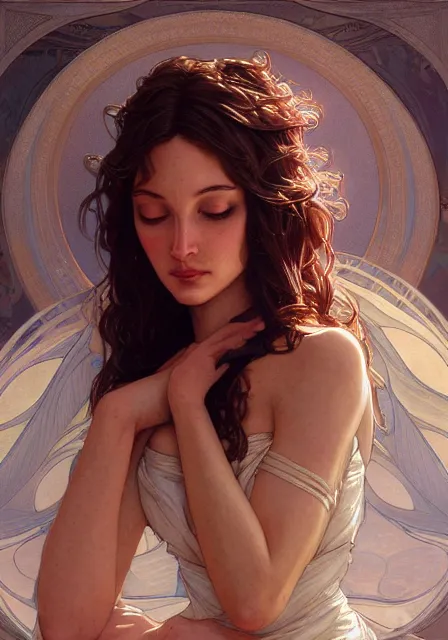 Image similar to leanna stark angeline jolie, intricate, elegant, highly detailed, digital painting, artstation, concept art, smooth, sharp focus, illustration, art by artgerm and greg rutkowski and alphonse mucha and william - adolphe bouguereau