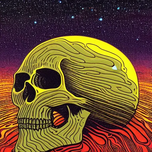 Image similar to ngc 3132 melting mysterious skull landscape by Casey Weldon, dan mumford 8k ultra high definition, upscaled, perfect composition , golden ratio, edge of the world, image credit nasa nat geo