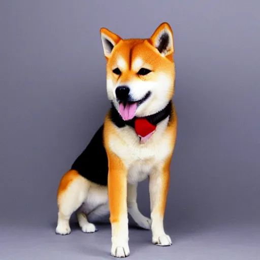 Image similar to photo of shiba inu with laser eyes, laser beam coming from its eyes, red laser