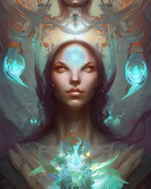 Prompt: portrait of a beautiful cybernetic emanation from angelarium, by pete mohrbacher and artgerm and wlop, digital art, highly detailed, intricate, fantasy, mystical, Trending on Artstation HQ, deviantart, unreal engine, 4K UHD image