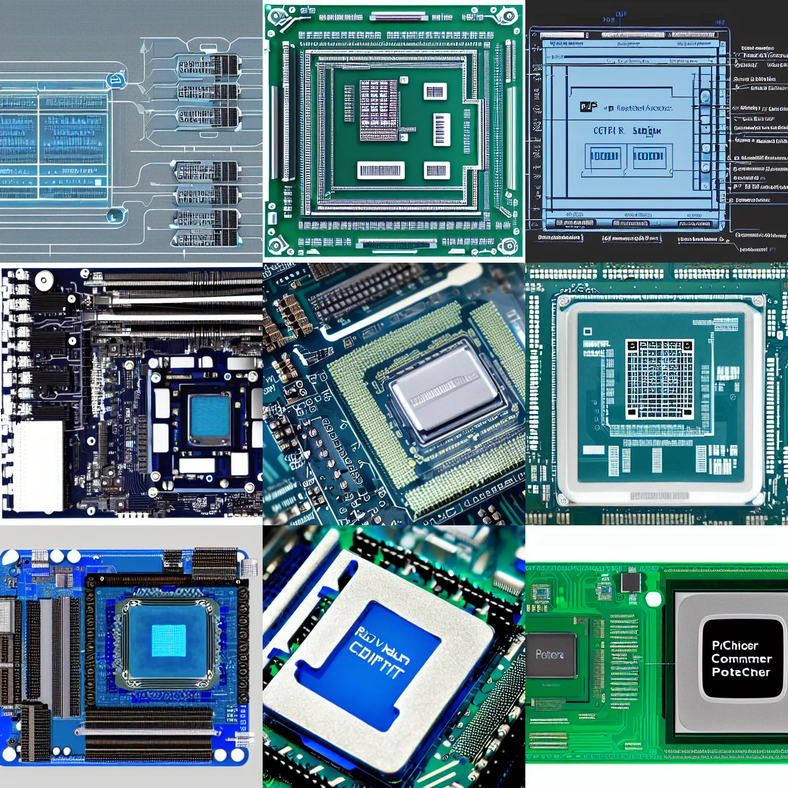 Prompt: blueprint of a consumer pc cpu, highly detailed, descriptive