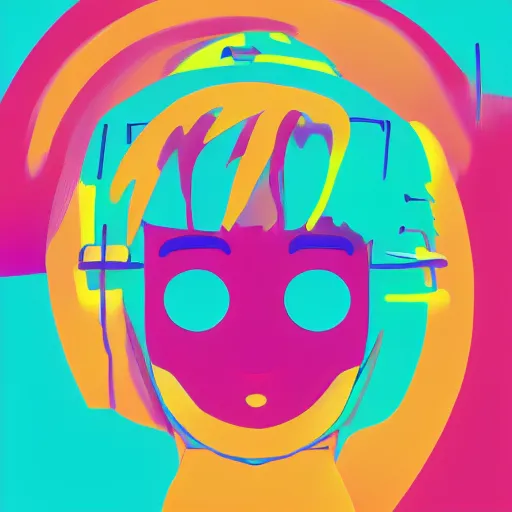 Image similar to neon simple icon album cover, cartoon digital painting, detailed, beautiful brush stroke rendering, by beeple, by hayao miyazaki, by takashi murakami, by masahiro ito, 4 k wallpaper