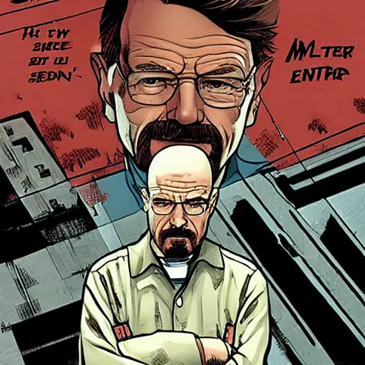 Prompt: walter white in vertigo comic