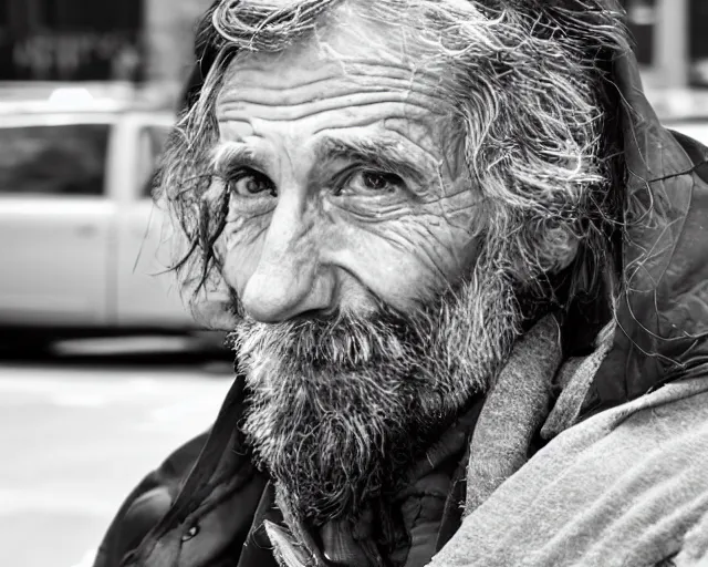 Image similar to a beautiful handsome homeless man in new york city.