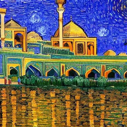 Prompt: painting of esfahan, iran, in the style of van gogh