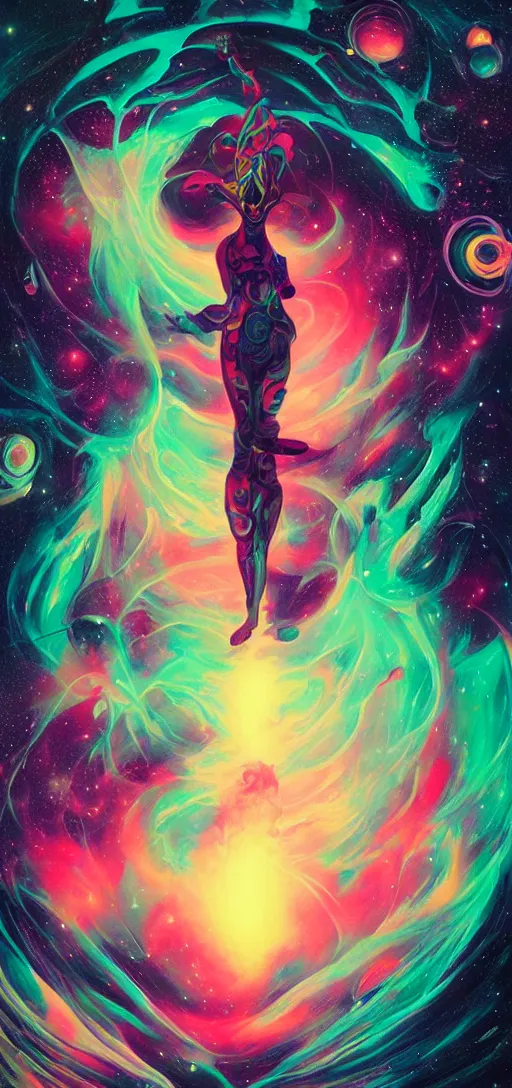 Image similar to Deep space scene nebula. Tristan Eaton, victo ngai, peter mohrbacher, artgerm. psychedelic. neon colors