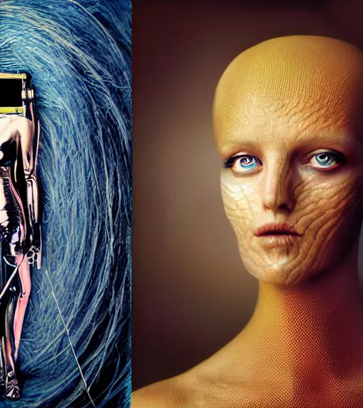 Prompt: portrait_photo_of_a_stunningly beautiful gynoid android, hyper detailed by Annie Leibovitz, Steve McCurry, David Lazar, Jimmy Nelsson, professional photography