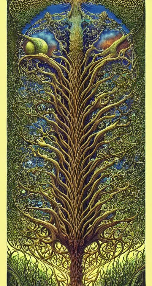 Image similar to tree of life by roger dean and andrew ferez, art forms of nature by ernst haeckel, divine chaos engine, symbolist, visionary, art nouveau, botanical fractal structures, organic, detailed, realistic, surreality