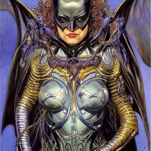 Prompt: portrait of the bat goddess, by donato giancola.