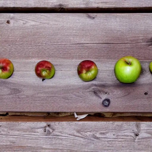 Image similar to nine apples on a wooden table