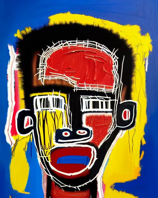 Image similar to A extremely highly detailed majestic hi-res beautiful immaculate head and shoulders award winning painting masterpiece of the face of a strong black african man by Jean-Michel Basquiat, 8k, high textures, hyper sharp, insanely detailed and intricate, super detailed, 8k HDR high quality