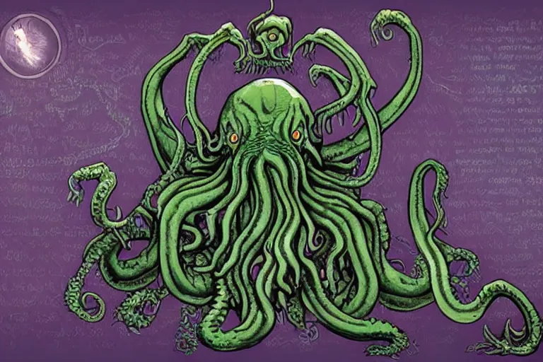 Image similar to an ai refer of cthulhu being rendered by and ai infinity deep