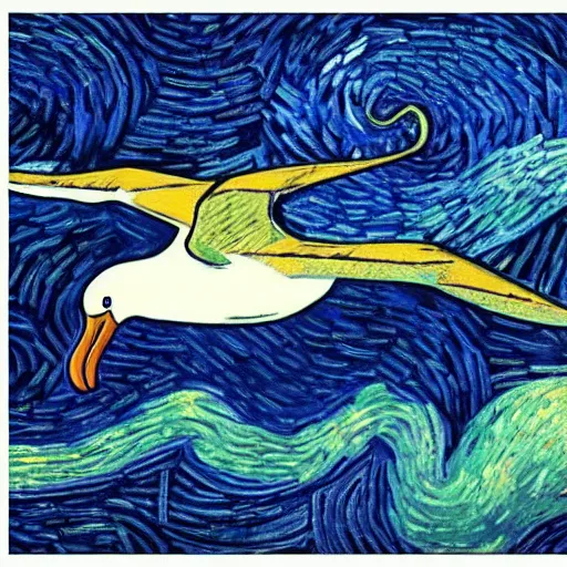 Prompt: an albatross by vincent van gogh, digital art, trending on artstation