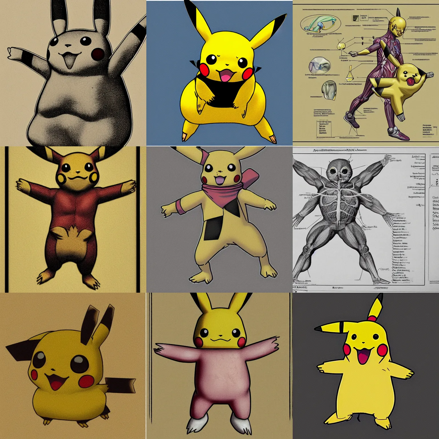 Prompt: anatomical diagram of pikachu