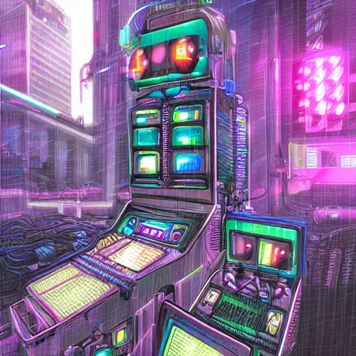 Image similar to meganoid machine, cyberpunk style, high details, digital art