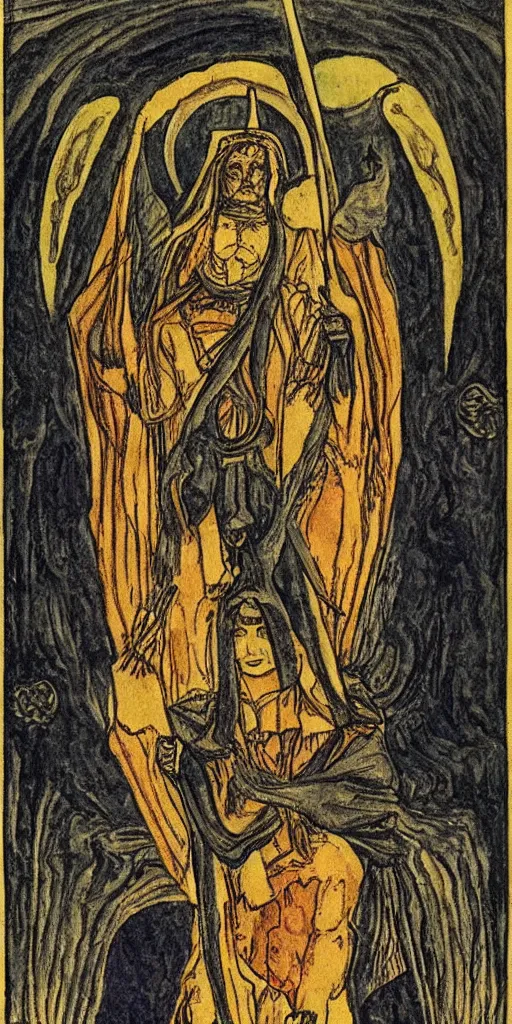 Image similar to judgement tarot card by austin osman spare