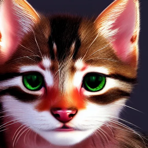 Prompt: a cute kitten with red fur photorealistic